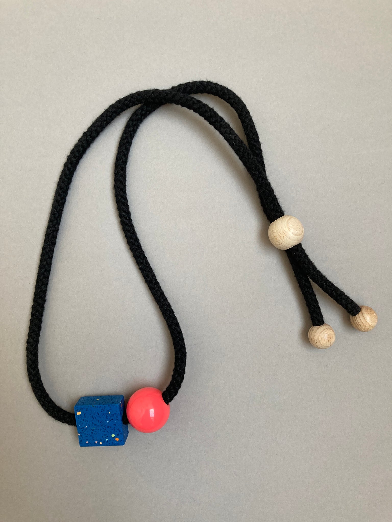 sample bright blue square necklace